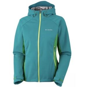 Columbia Womens Sz Large Triteca Soft Shell OmniTech OmniHeat Blue Green Jacket